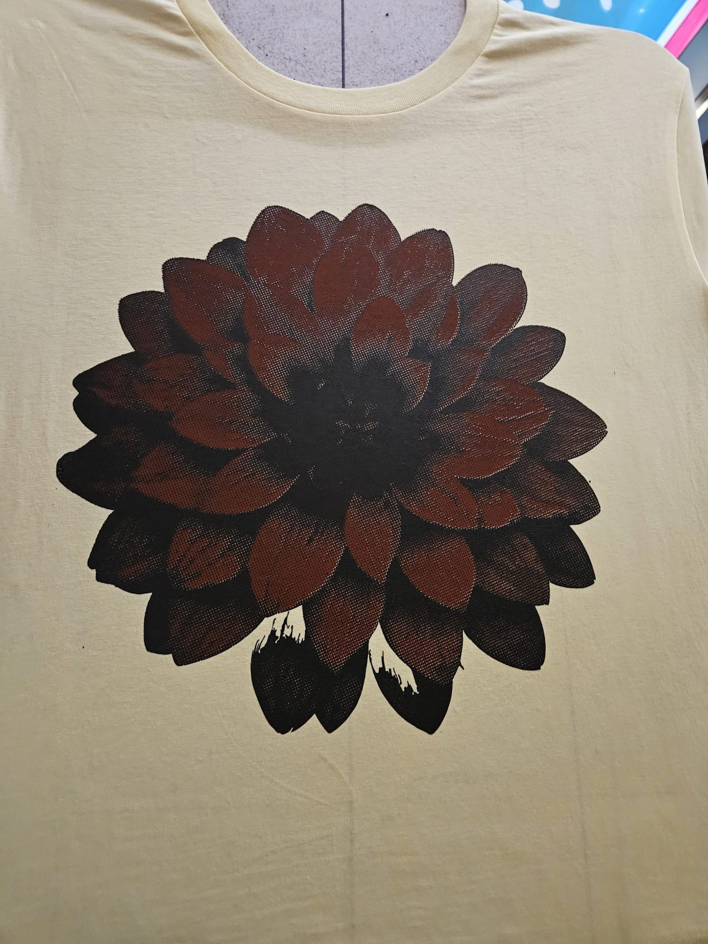 Burgundy dahlia flower unisex organic t shirt