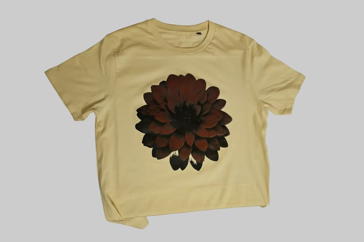 Burgundy dahlia flower unisex organic t shirt