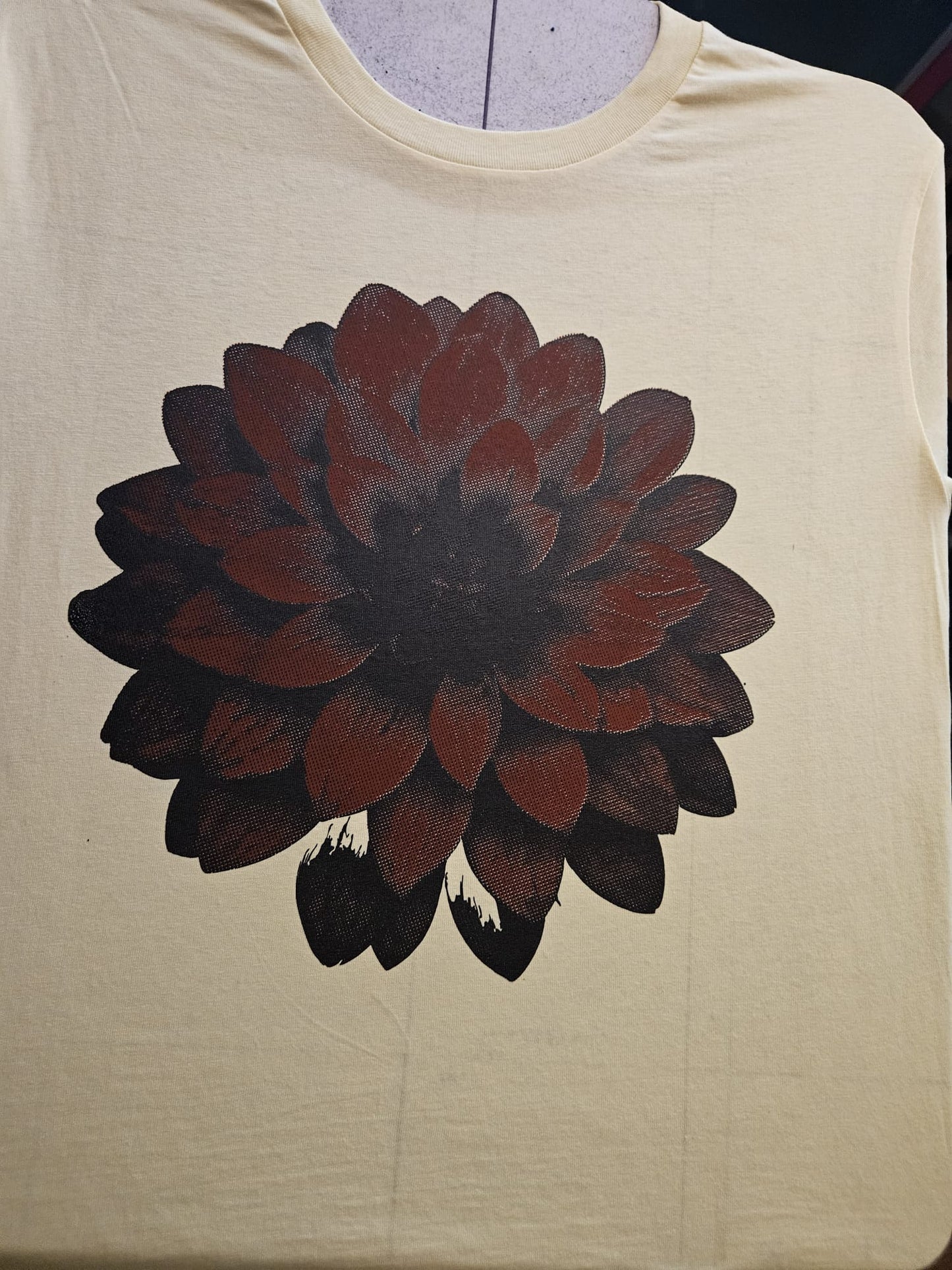 Burgundy dahlia flower unisex organic t shirt
